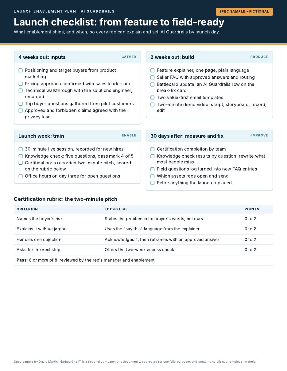 Sample launch enablement checklist